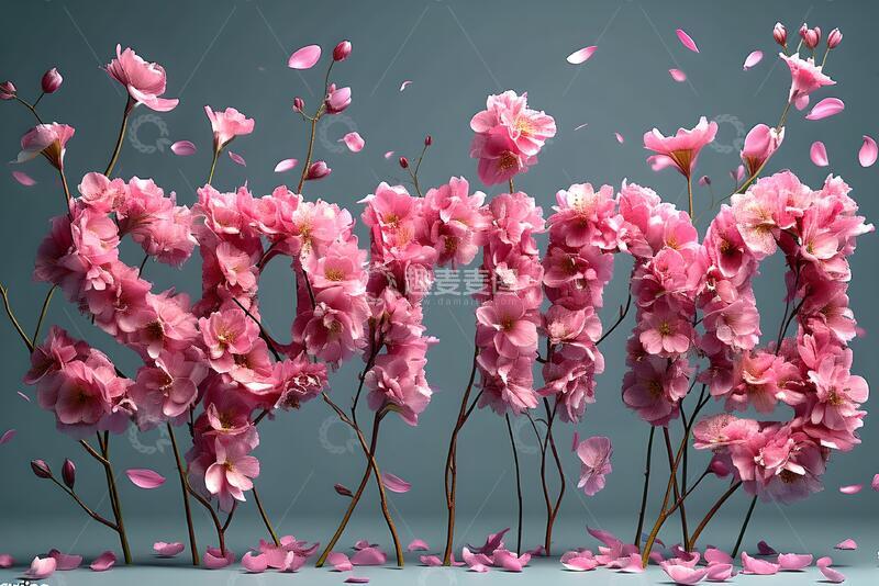 高清大图下载【趣麦麦图】粉色花卉字体