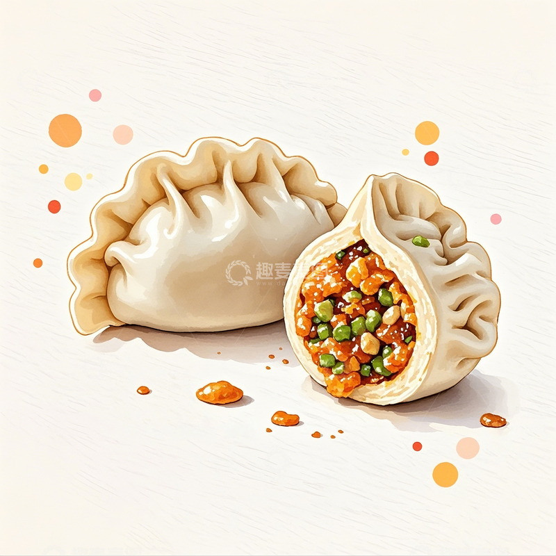 高清大图下载【趣麦麦图】卡通手绘水饺素材2