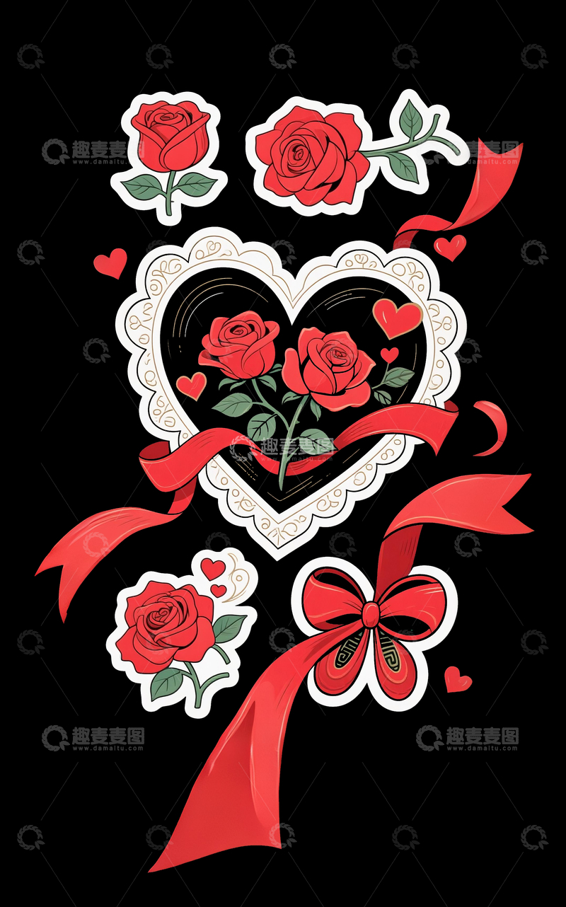 源文件下载【趣麦麦图】玫瑰花贴纸1