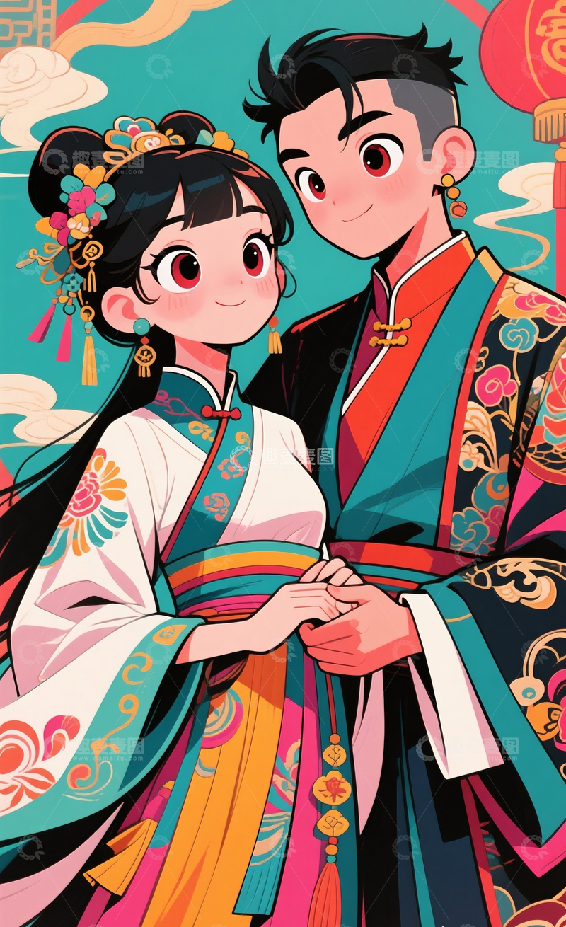 高清大图下载【趣麦麦图】古风情侣11