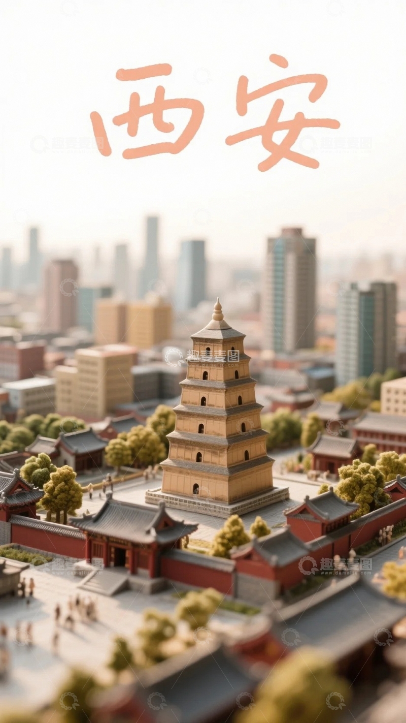 高清大图下载【趣麦麦图】西安建筑微缩景观1