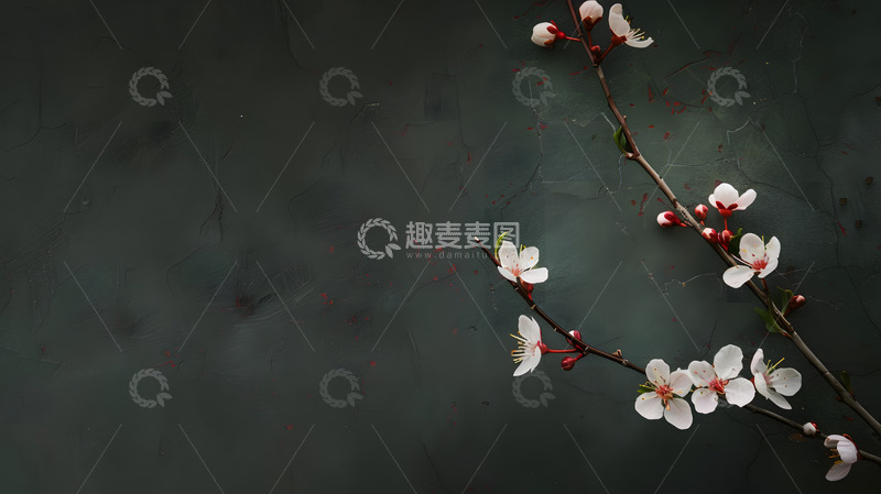 高清大图下载【趣麦麦图】暗色背景下的桃花