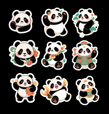 卡通大熊猫贴纸
