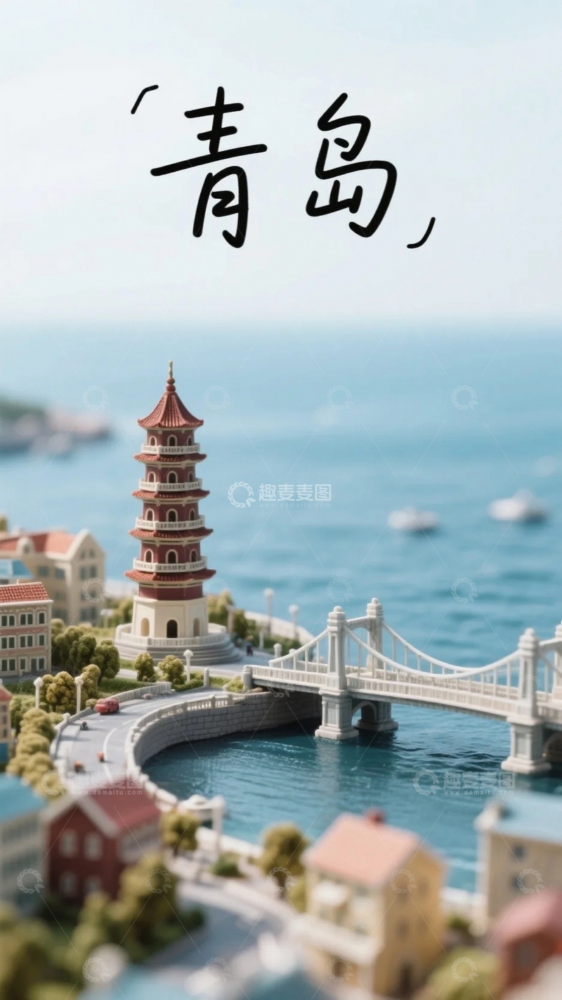 高清大图下载【趣麦麦图】青岛地标建筑微缩景观模型4