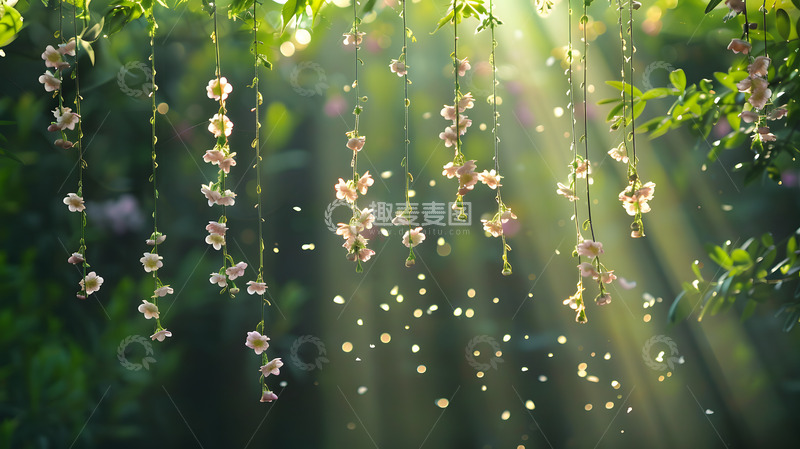 高清大图下载【趣麦麦图】春雨中悬吊着的小花草3