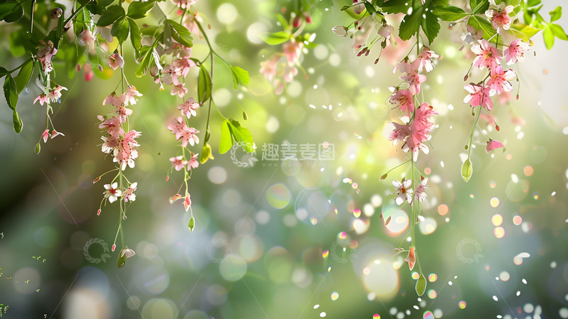 高清大图下载【趣麦麦图】春雨中悬吊着的小花草2