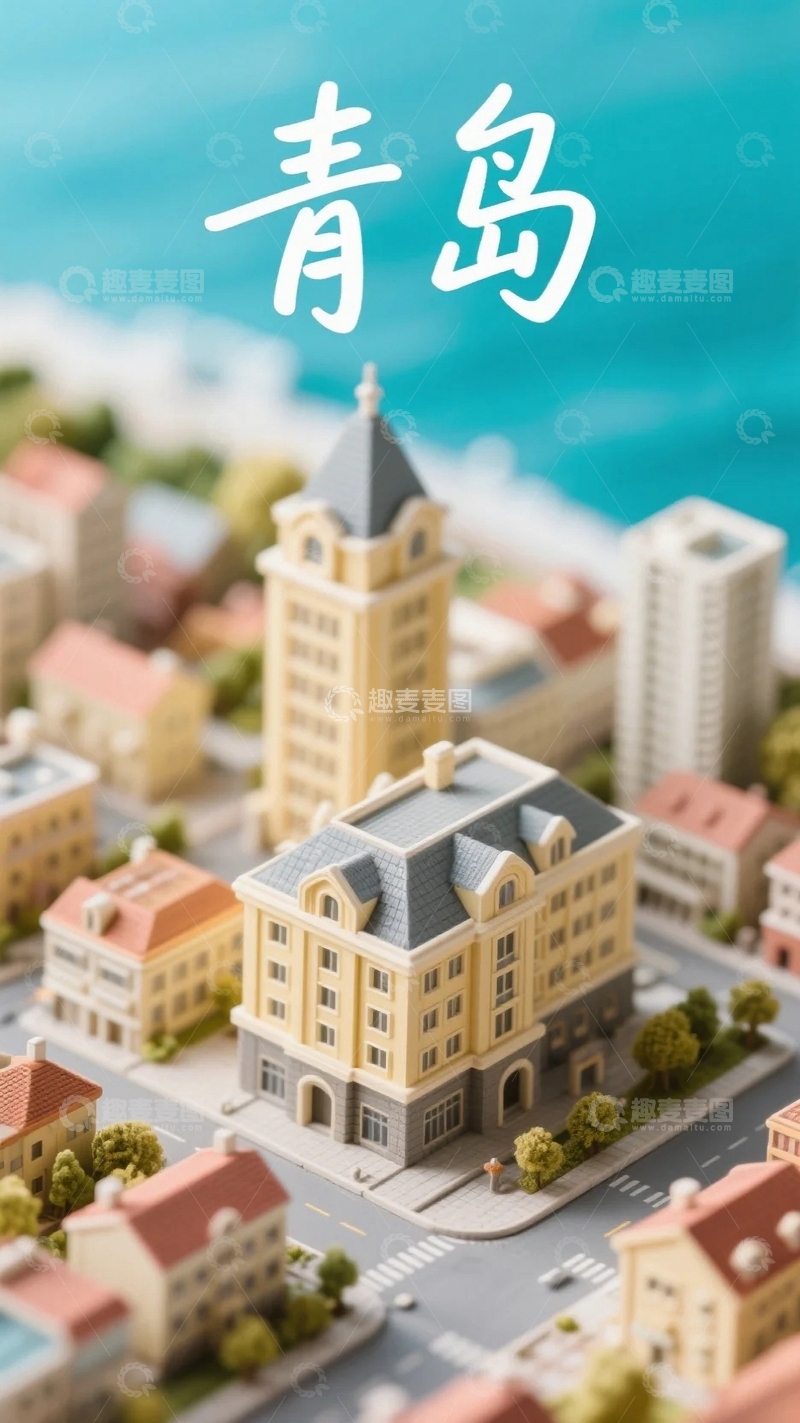 高清大图下载【趣麦麦图】青岛地标建筑微缩景观模型3