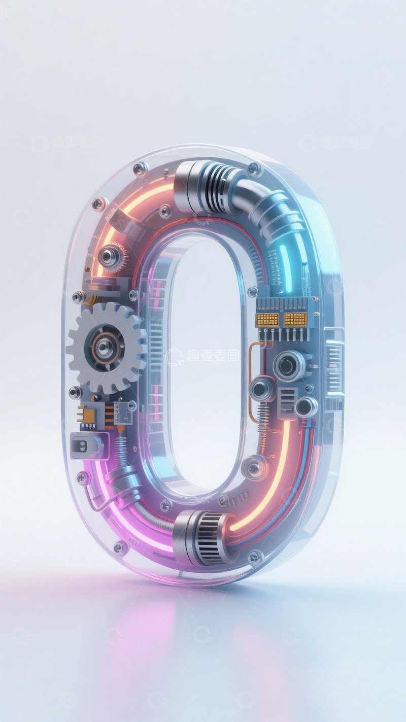 高清大图下载【趣麦麦图】透明机械数字0