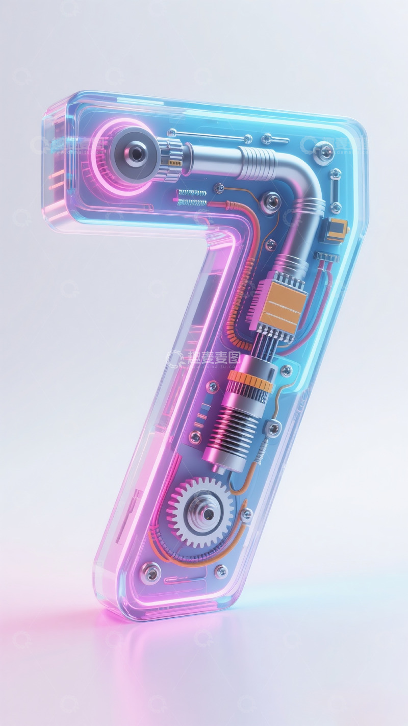 高清大图下载【趣麦麦图】透明机械数字7