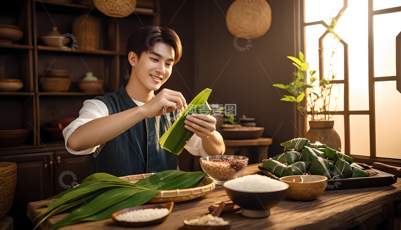 高清大图下载【趣麦麦图】端午节包粽子文化摄影图4