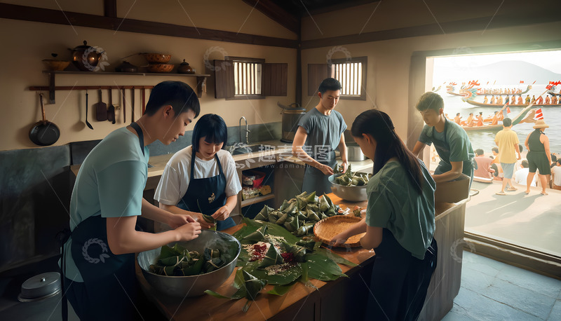 高清大图下载【趣麦麦图】端午节包粽子文化摄影图11