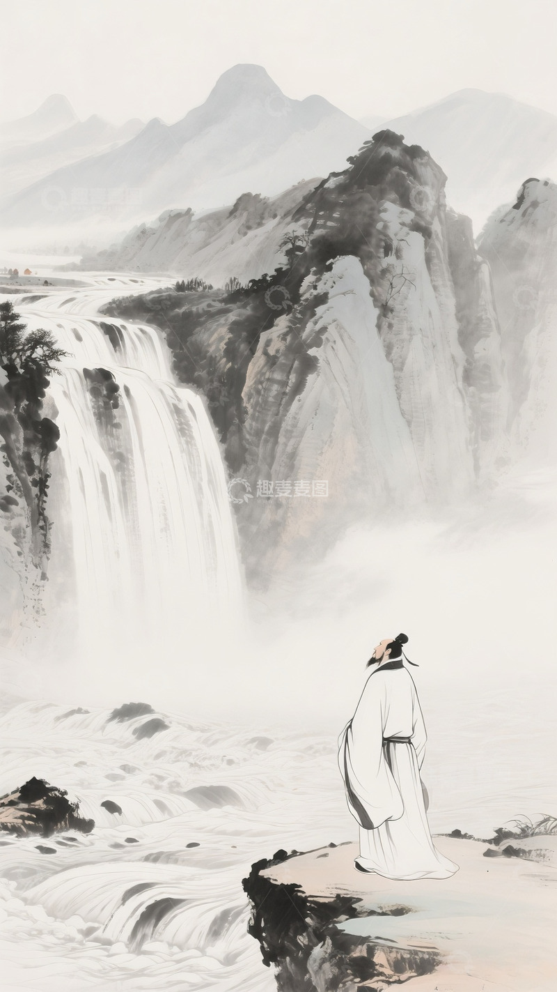 高清大图下载【趣麦麦图】屈原形象中国画2