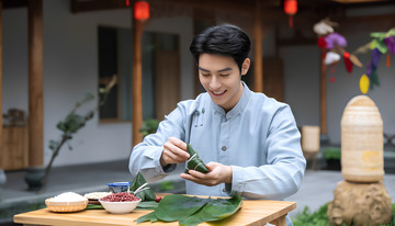 端午节包粽子文化摄影图