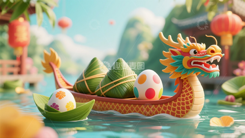 高清大图下载【趣麦麦图】端午中国画