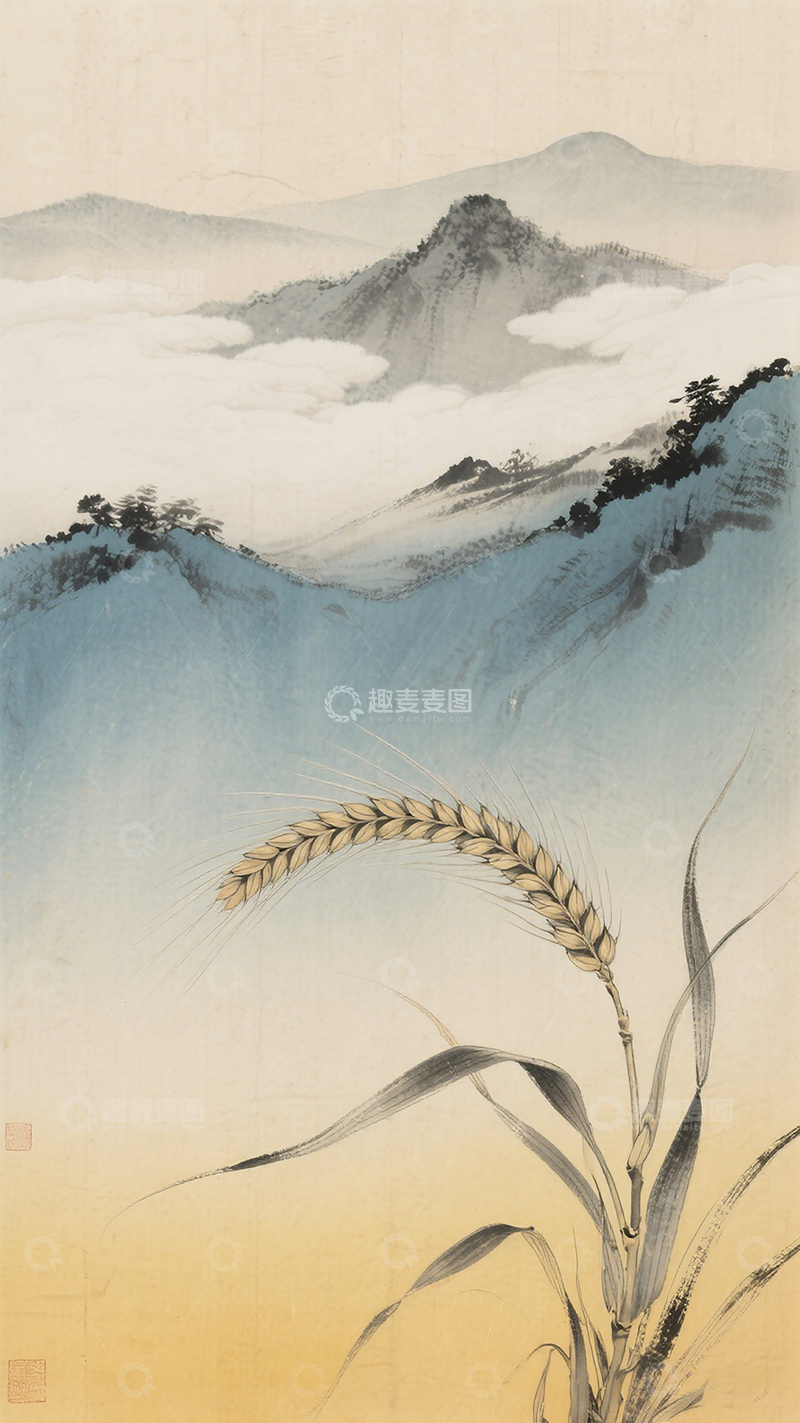 小满山畔麦香背景图