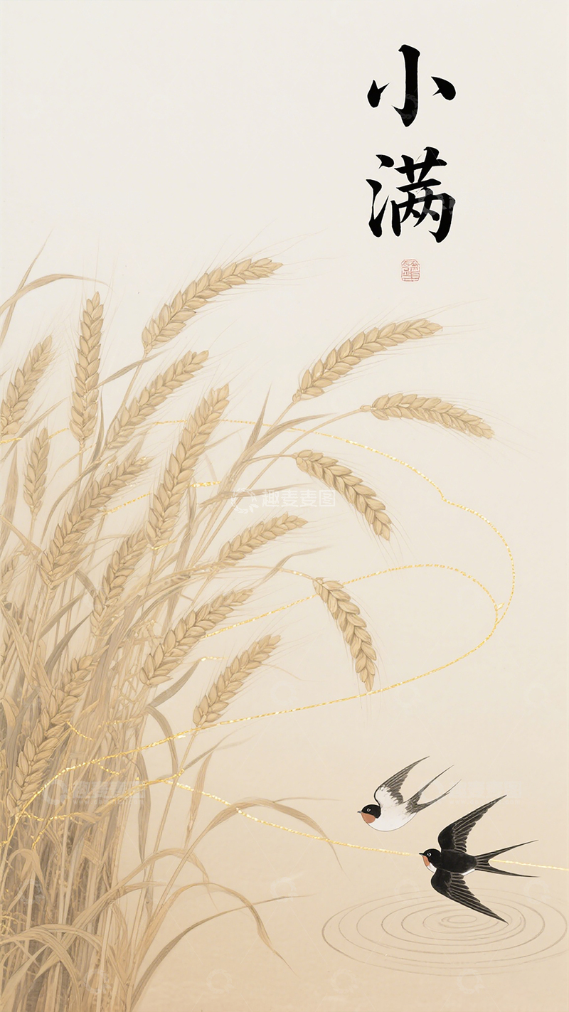 小满麦香燕语背景图