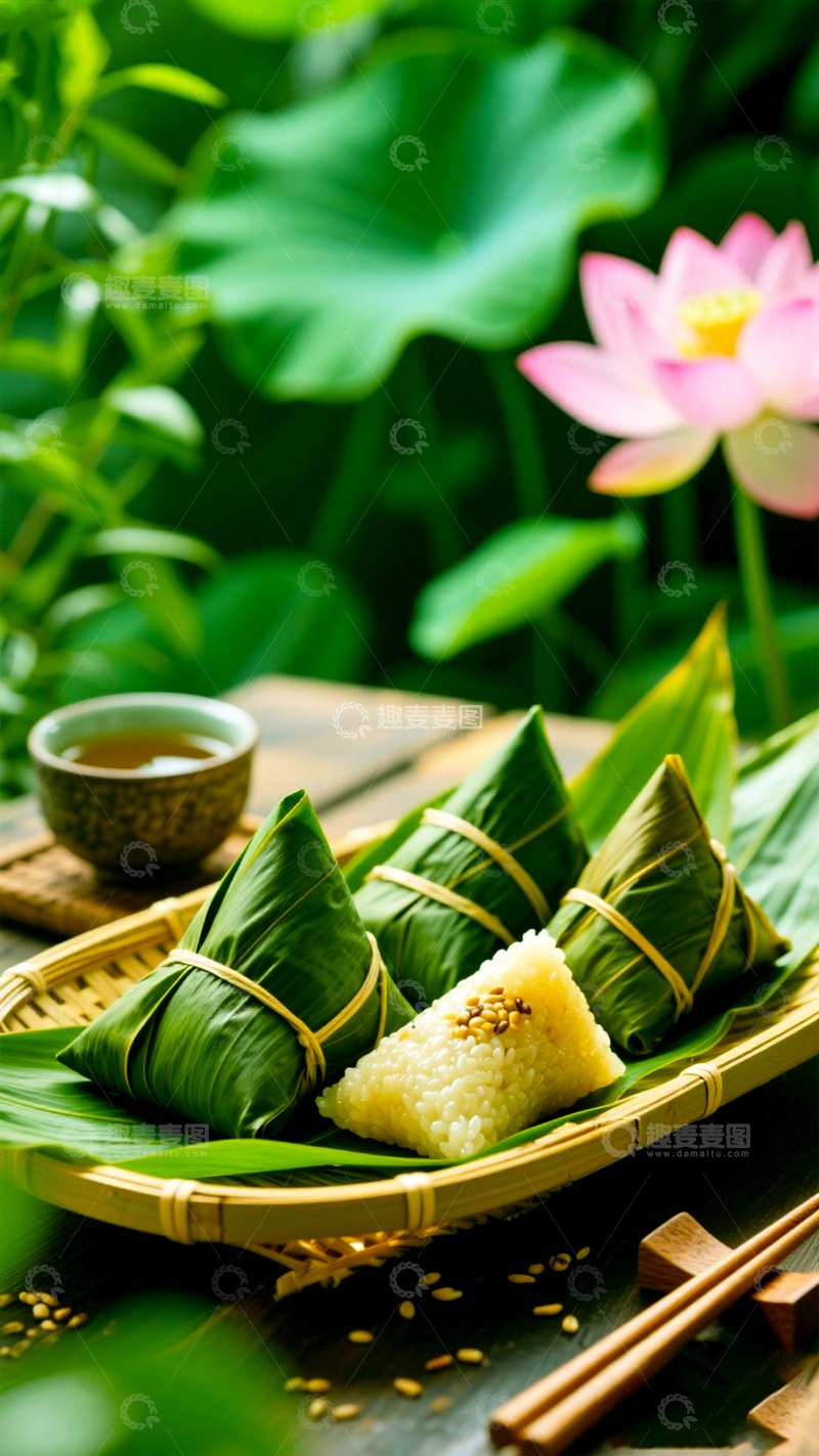 高清大图下载【趣麦麦图】端午传统美食主题背景图