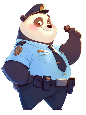 AICG可爱卡通Q版熊猫警官