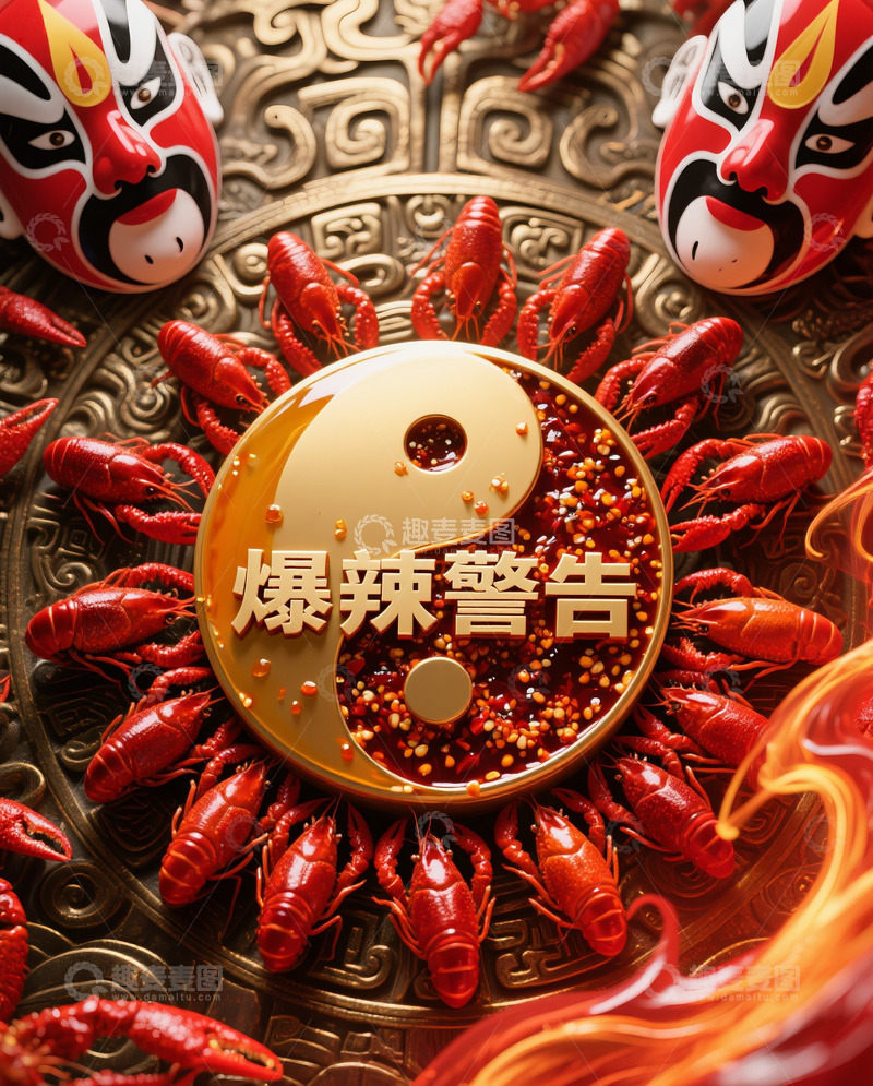 高清大图下载【趣麦麦图】四川麻辣小龙虾