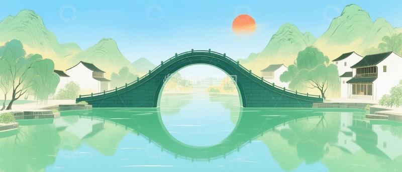 高清大图下载【趣麦麦图】中国风江南山水背景