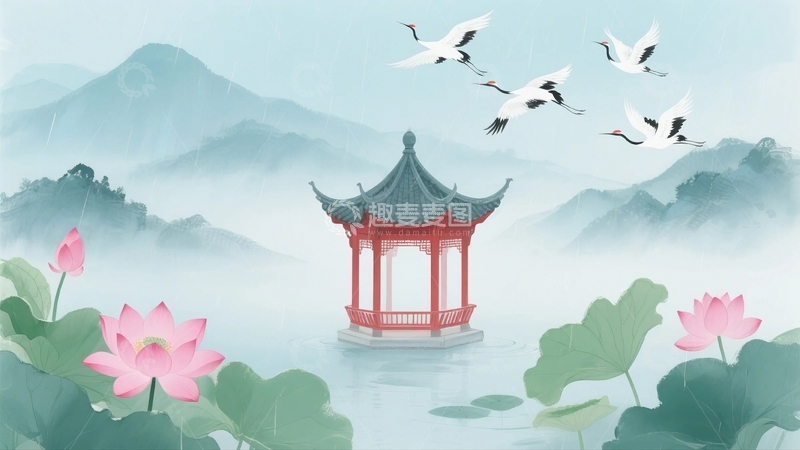 高清大图下载【趣麦麦图】中国风山水背景18