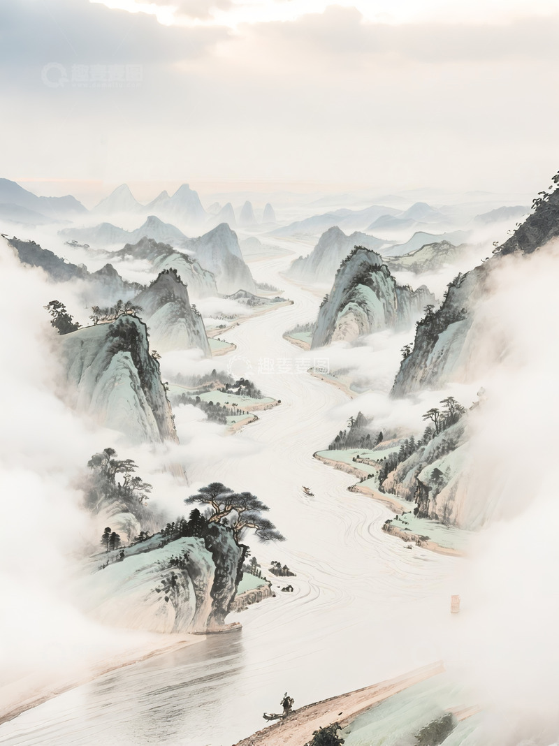 高清大图下载【趣麦麦图】山河插画6