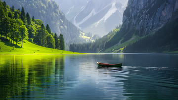 深山绿水树林风景5