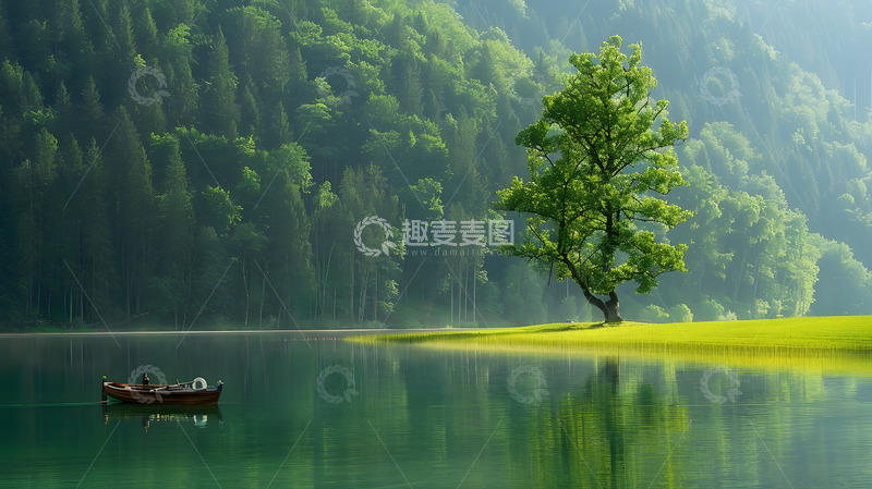 高清大图下载【趣麦麦图】深山绿水树林风景