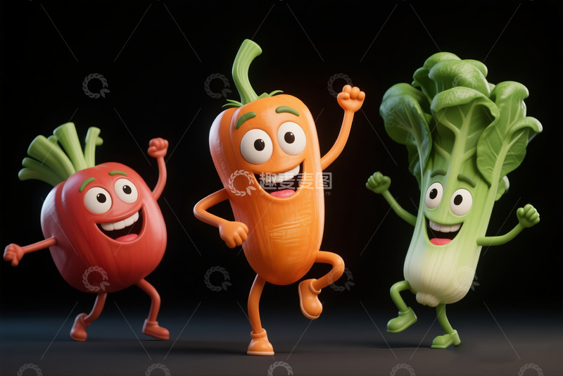 高清大图下载【趣麦麦图】欢乐的拟人蔬菜