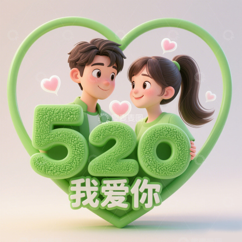 高清大图下载【趣麦麦图】520 情人节卡通海报素材