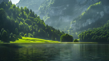 深山绿水树林风景4
