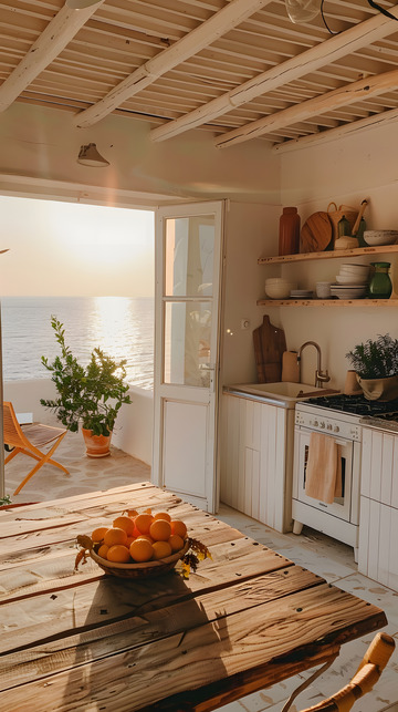 海旁的民宿厨房