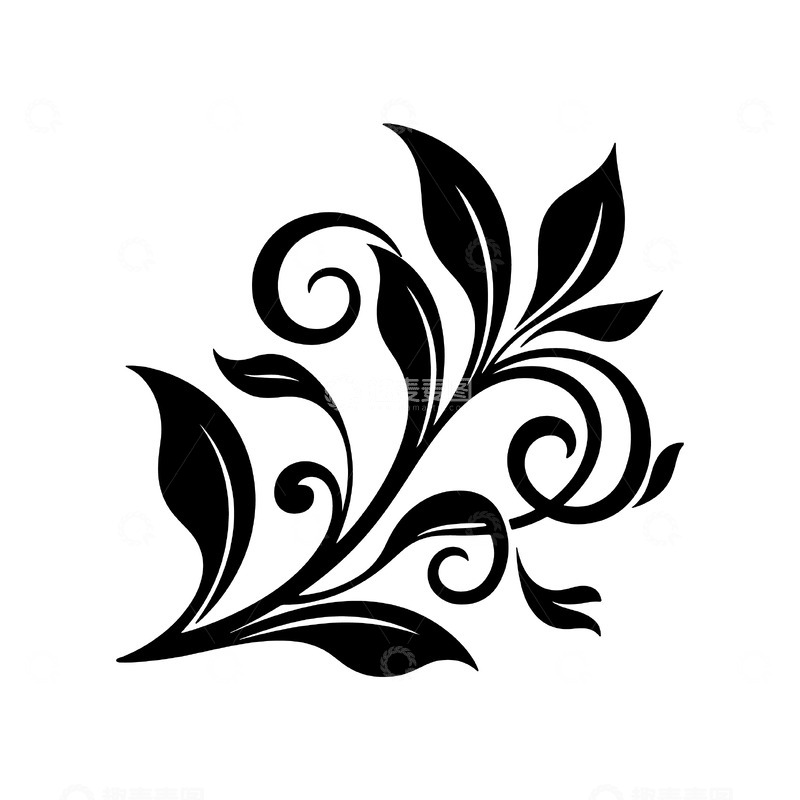 黑色植物装饰图案设计