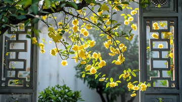 中式庭院与小花枝叶2