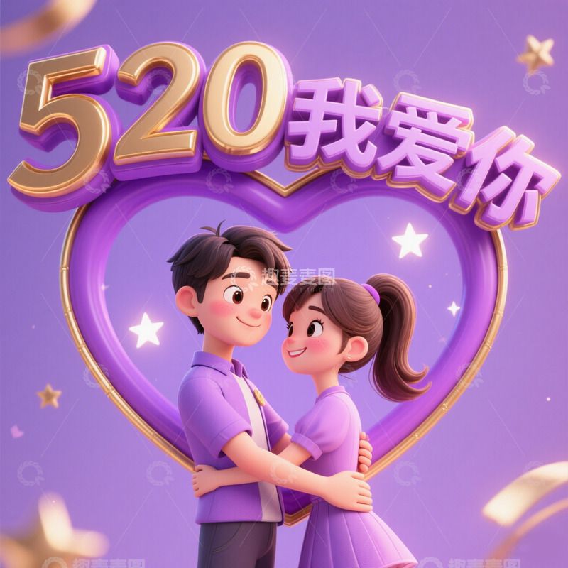 高清大图下载【趣麦麦图】520 情人节卡通海报素材3