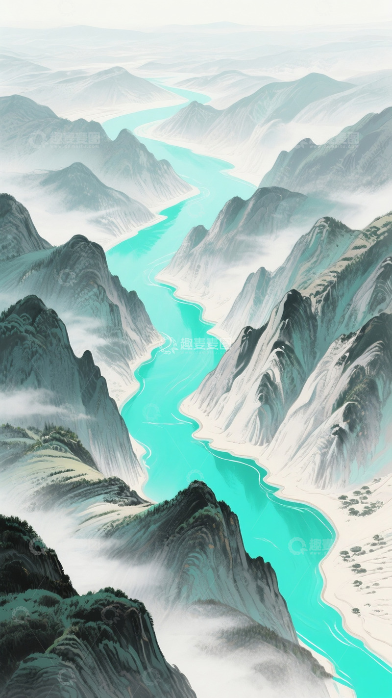 高清大图下载【趣麦麦图】山河插画7