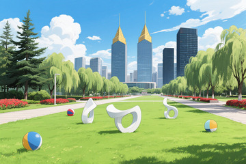 公园城市卡通背景