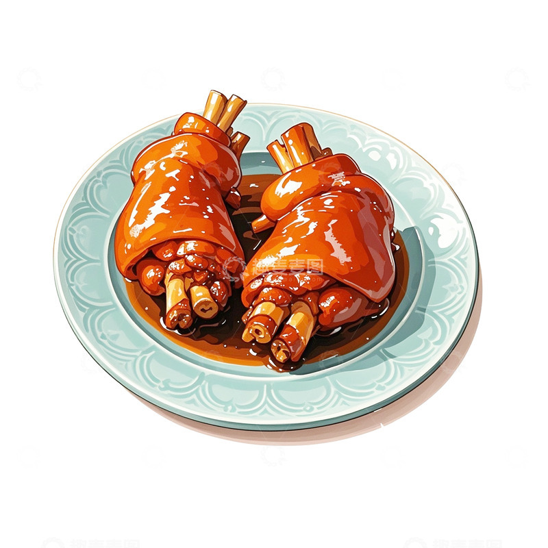 高清大图下载【趣麦麦图】卡通插画风红烧肉免抠元素2