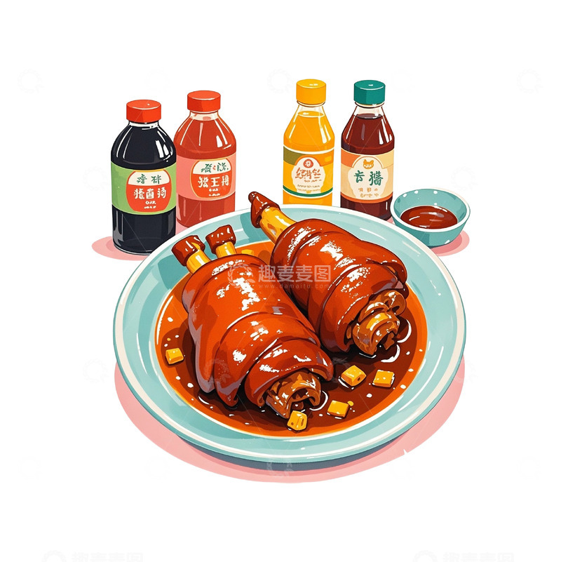 高清大图下载【趣麦麦图】卡通插画风红烧肉免抠元素3