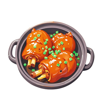 卡通插画砂锅红烧肉免抠元素1