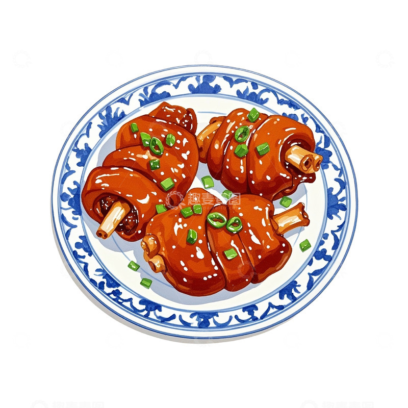 高清大图下载【趣麦麦图】卡通插画风红烧肉免抠元素