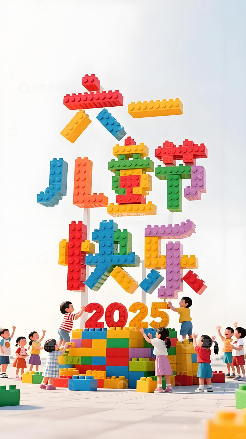 高清大图下载【趣麦麦图】儿童节乐高海报4