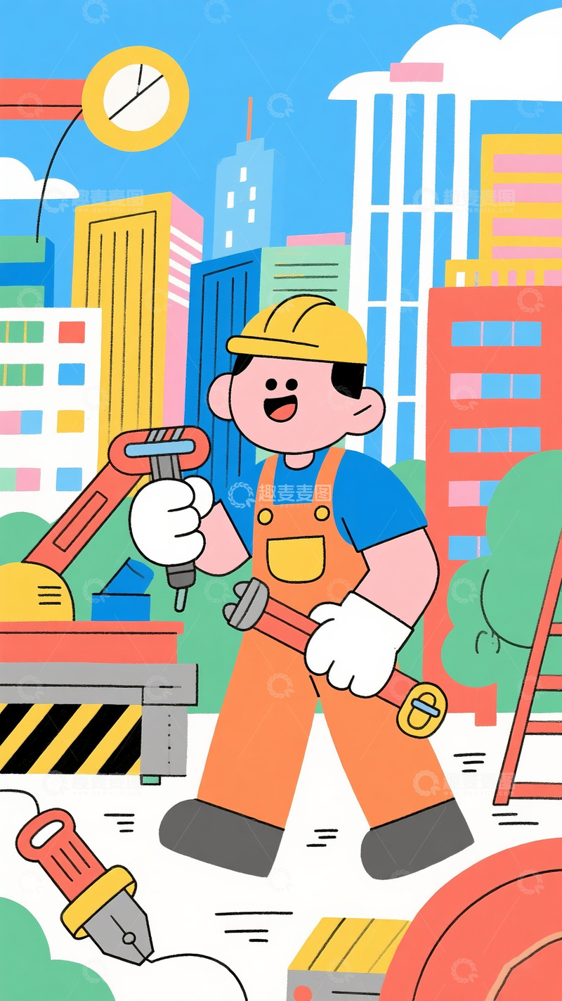 高清大图下载【趣麦麦图】卡通工人46