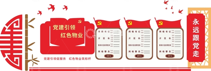 红色社区党建文化墙