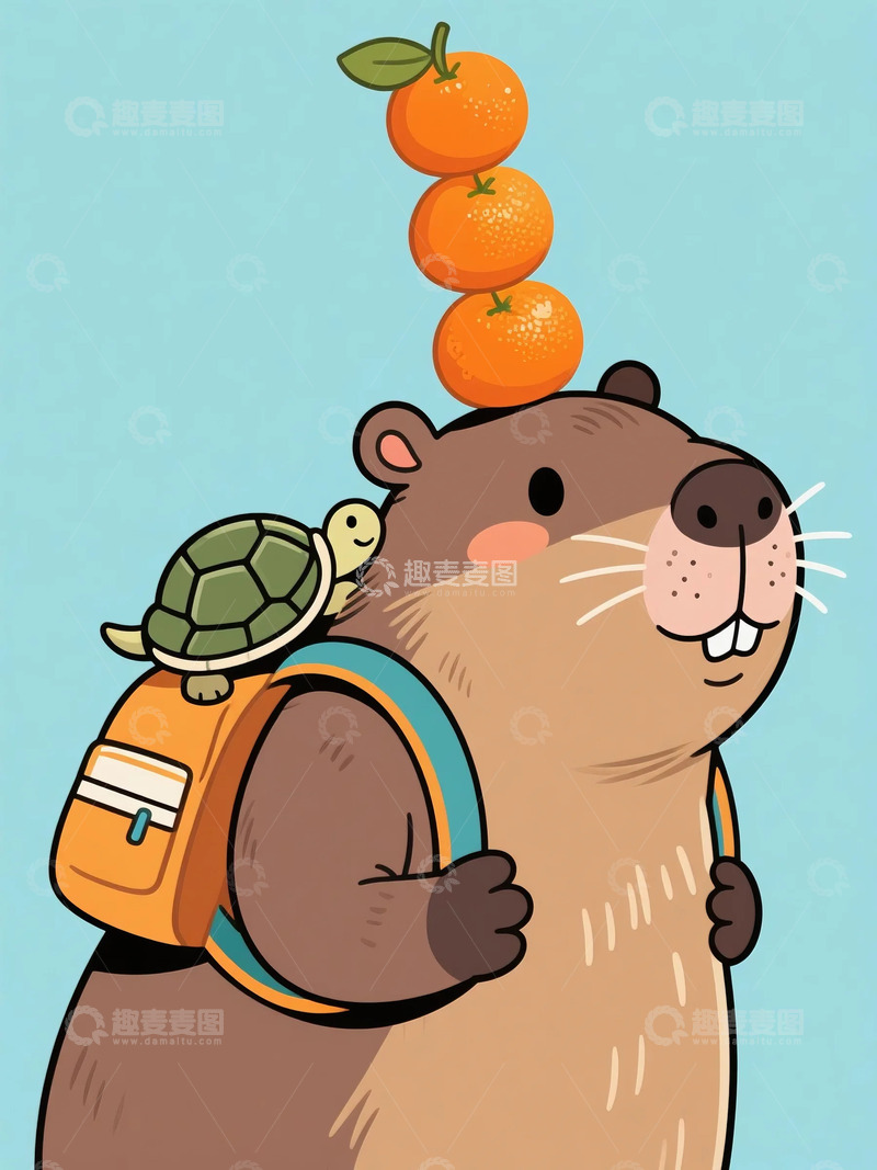 高清大图下载【趣麦麦图】卡皮巴拉卡通图片