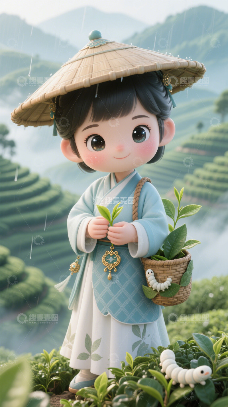 高清大图下载【趣麦麦图】二十四节气古风卡通萌趣女孩可爱清新5