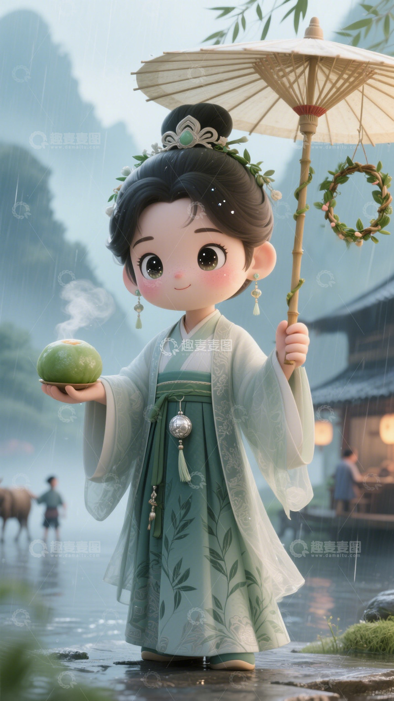 高清大图下载【趣麦麦图】二十四节气古风卡通萌趣女孩可爱清新7