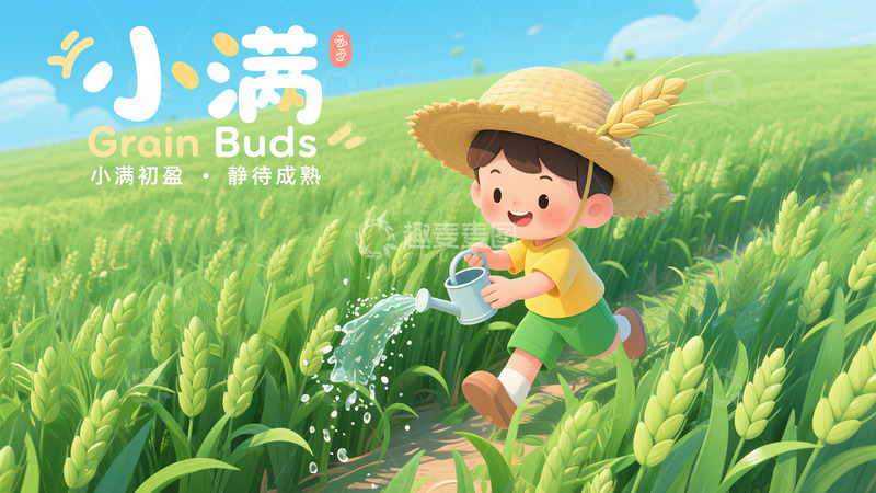 高清大图下载【趣麦麦图】小满节气海报KV2