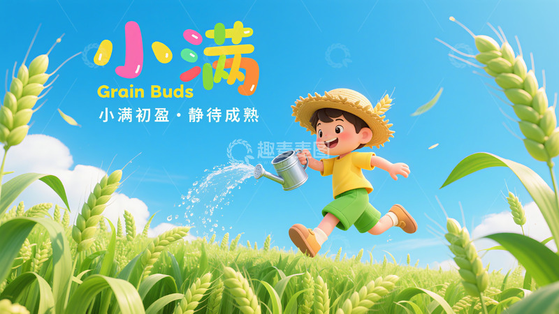 高清大图下载【趣麦麦图】小满节气海报KV