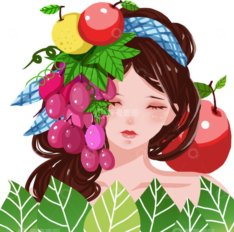 高清大图下载【趣麦麦图】可爱手绘水果姑娘